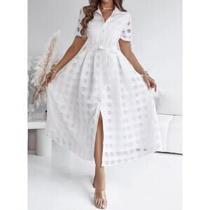 Chicme White Button Up Maxi Dress Size Medium